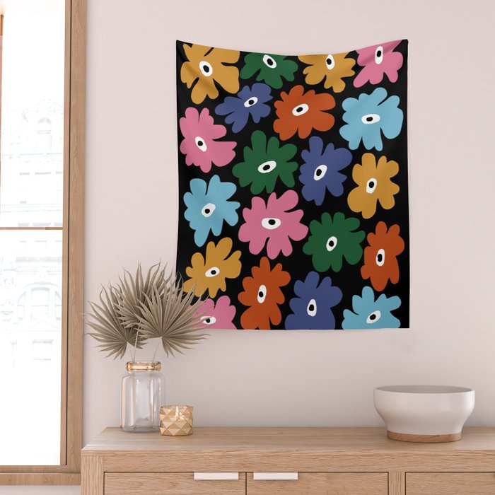 Retro blooming night  Wall Tapestry Gallery Image 2