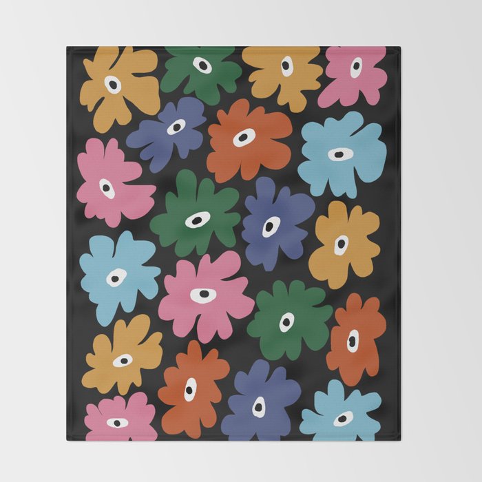 Retro blooming night  Throw Blanket Gallery Image 2