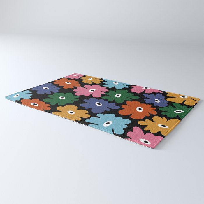 Retro blooming night  Rug Gallery Image 3