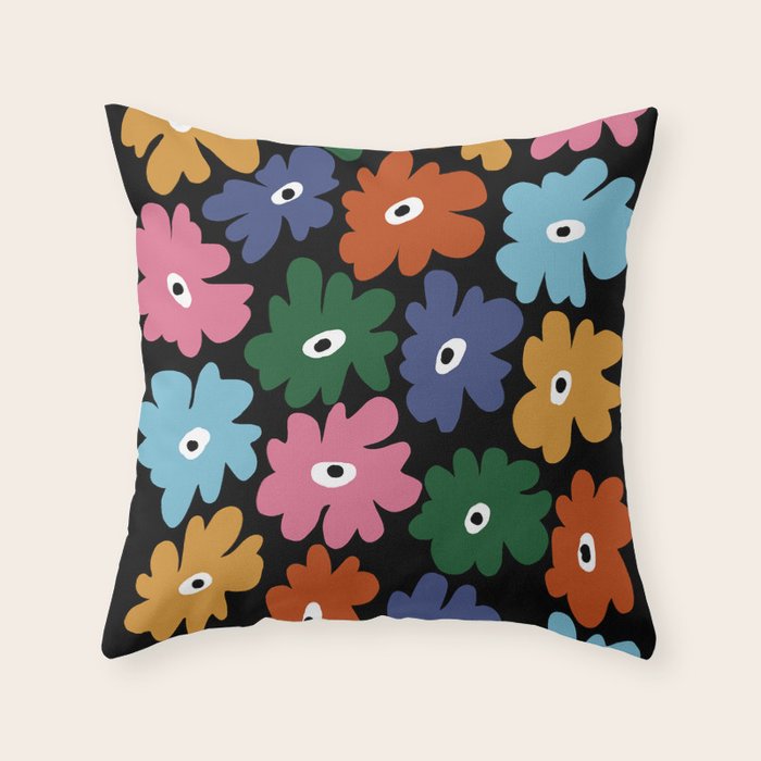 Retro blooming night  Throw Pillow Gallery Image 6