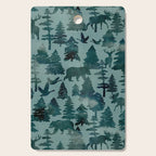 The Wild North, Wildlife, Blue Silhouette Forest and Animal Print Cutting Board Gallery Image 1