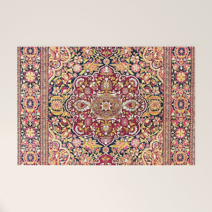 Esfahan Antique Floral Persian Rug Print Welcome Mat Gallery Image 1