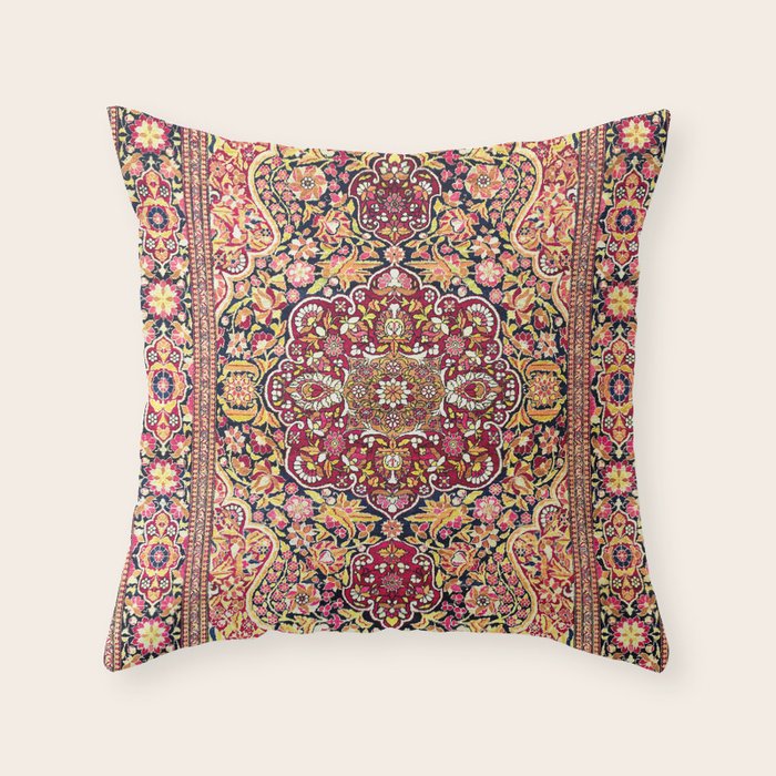 Esfahan Antique Floral Persian Rug Print Throw Pillow Gallery Image 6