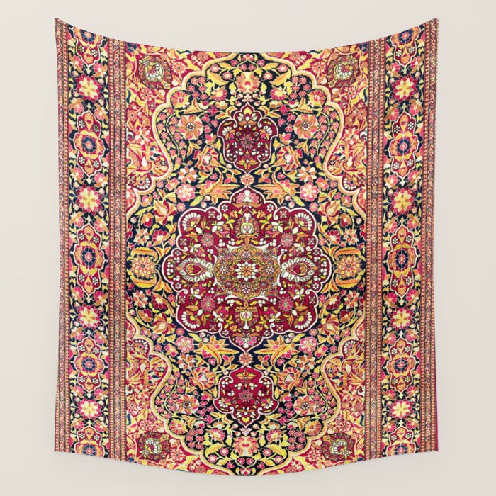 Esfahan Antique Floral Persian Rug Print Wall Tapestry Gallery Image 1
