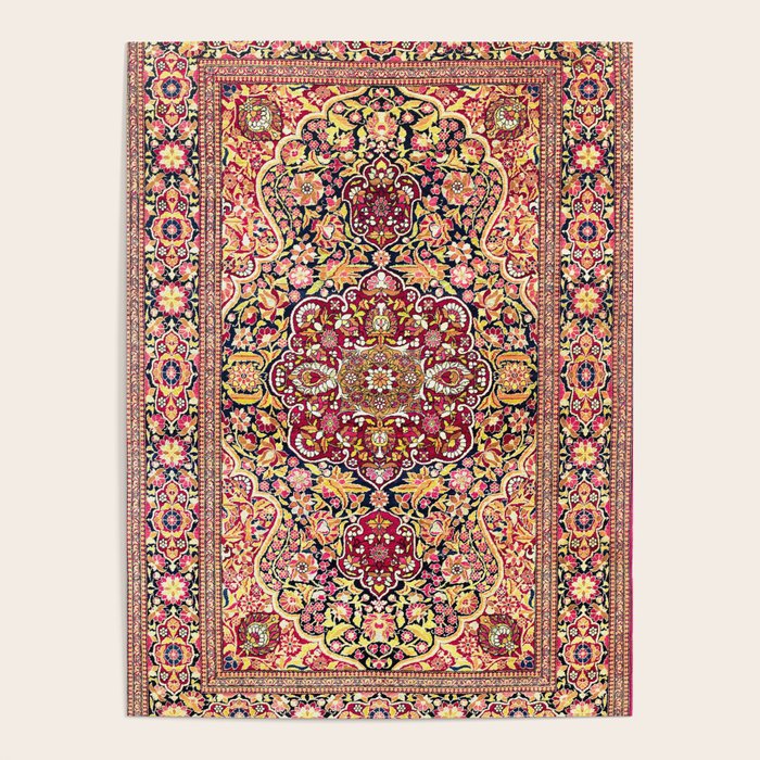 Esfahan Antique Floral Persian Rug Print Poster Gallery Image 4