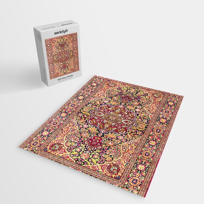 Esfahan Antique Floral Persian Rug Print Jigsaw Puzzle Gallery Image 2