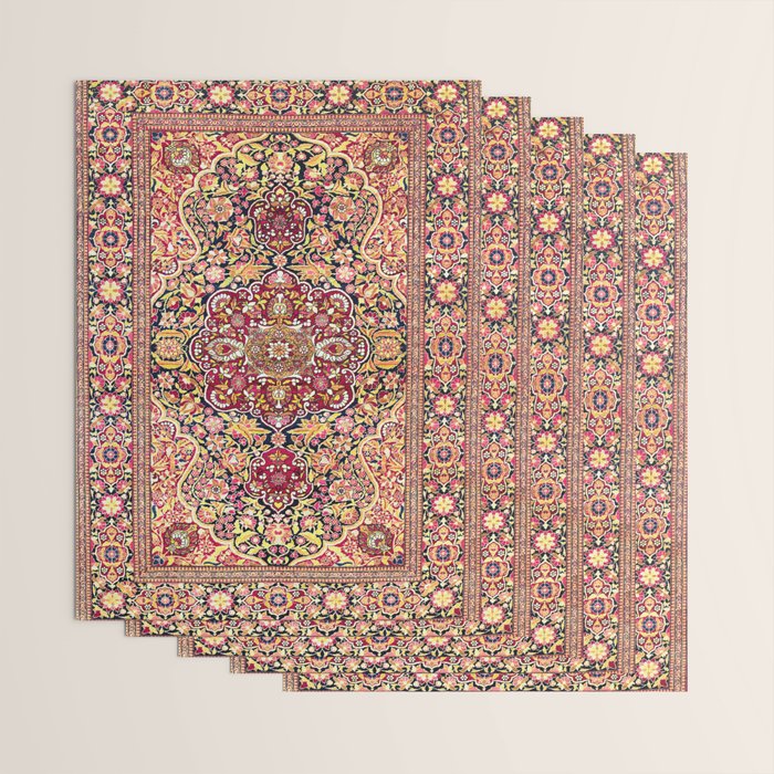 Esfahan Antique Floral Persian Rug Print Wrapping Paper Gallery Image 3