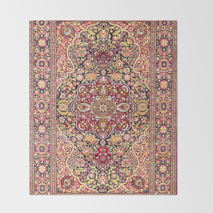 Esfahan Antique Floral Persian Rug Print Throw Blanket Gallery Image 2