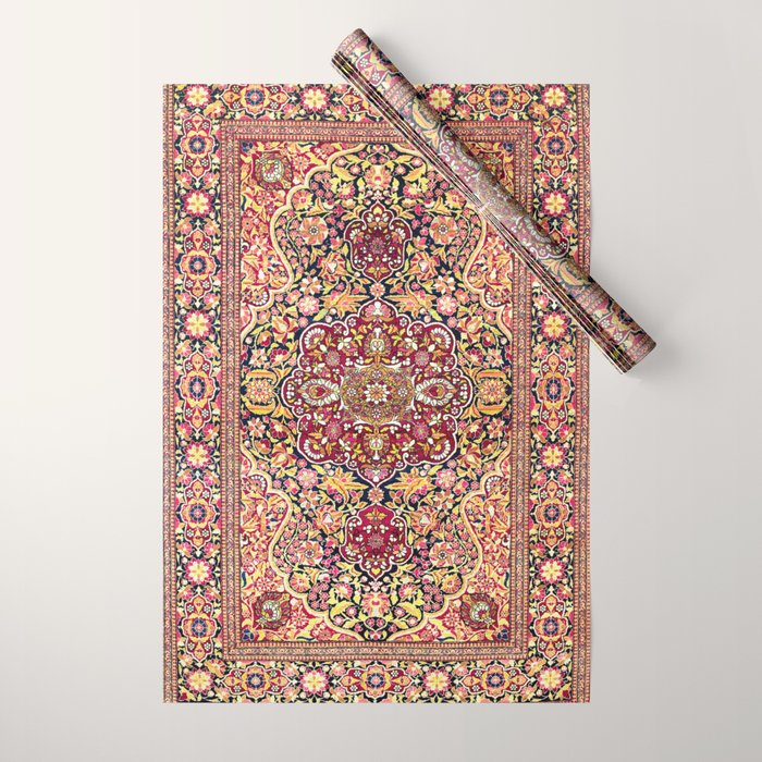 Esfahan Antique Floral Persian Rug Print Wrapping Paper Gallery Image 1