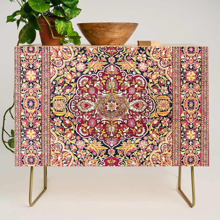 Esfahan Antique Floral Persian Rug Print Credenza Gallery Image 1