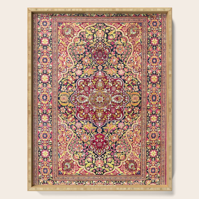 Esfahan Antique Floral Persian Rug Print Serving Tray Gallery Image 1