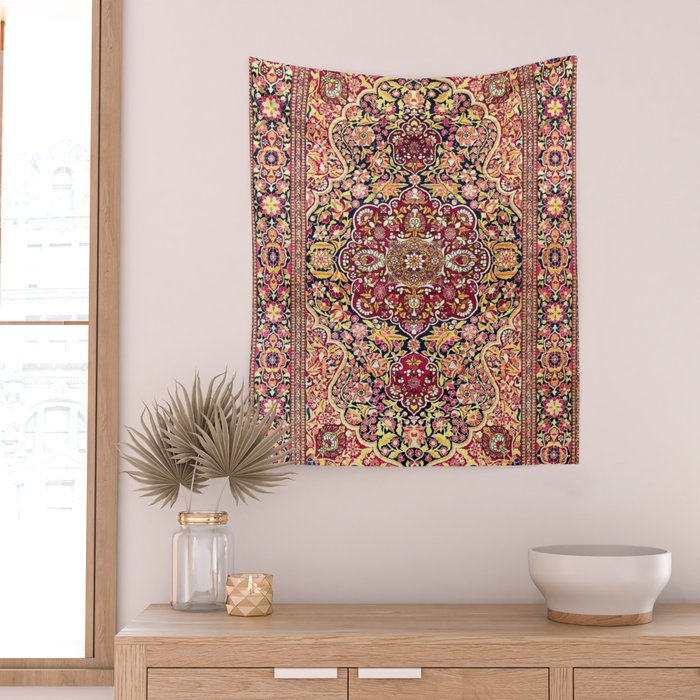 Esfahan Antique Floral Persian Rug Print Wall Tapestry Gallery Image 2
