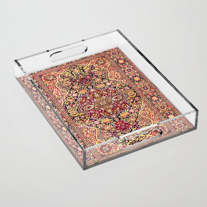 Esfahan Antique Floral Persian Rug Print Acrylic Tray Gallery Image 1