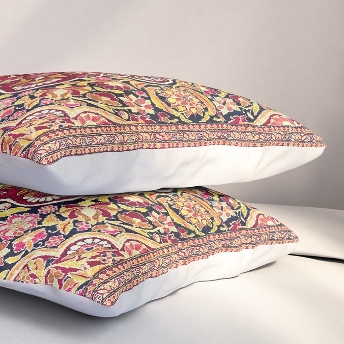 Esfahan Antique Floral Persian Rug Print Pillow Sham Gallery Image 3
