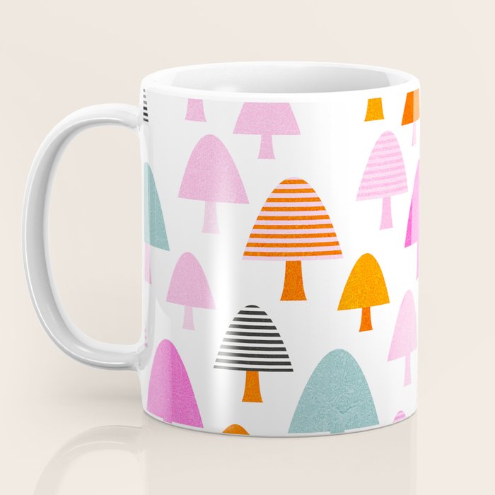 Whimsi Retro Abstract Mushrooms in Rainbow colours Coffee Mug Gallery Image 3