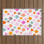 Whimsi Retro Abstract Mushrooms in Rainbow colours Outdoor Rug Gallery Image 1