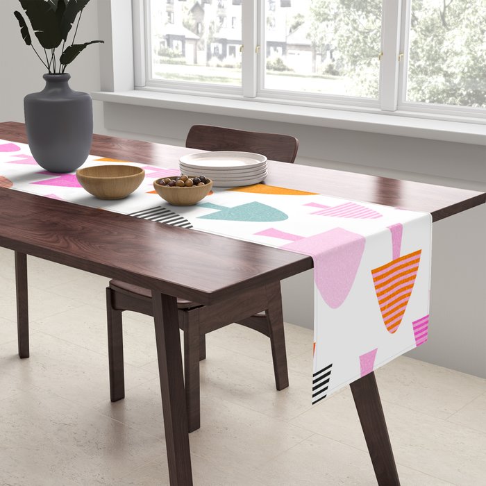Whimsi Retro Abstract Mushrooms in Rainbow colours Table Runner Gallery Image 2