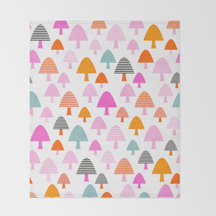 Whimsi Retro Abstract Mushrooms in Rainbow colours Throw Blanket Gallery Image 2