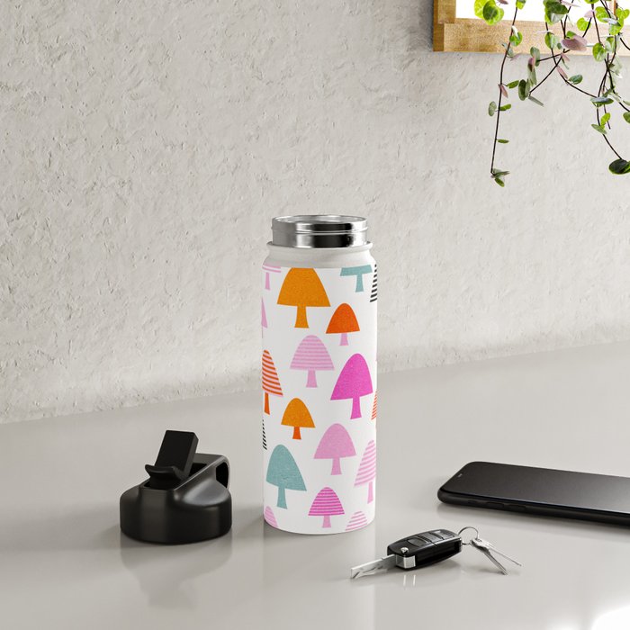 Whimsi Retro Abstract Mushrooms in Rainbow colours Water Bottle Gallery Image 4