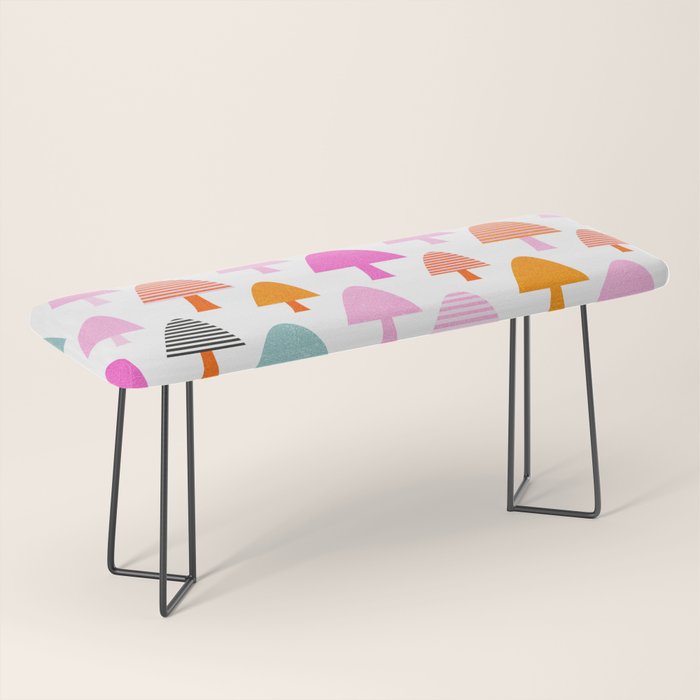 Whimsi Retro Abstract Mushrooms in Rainbow colours Bench Gallery Image 1