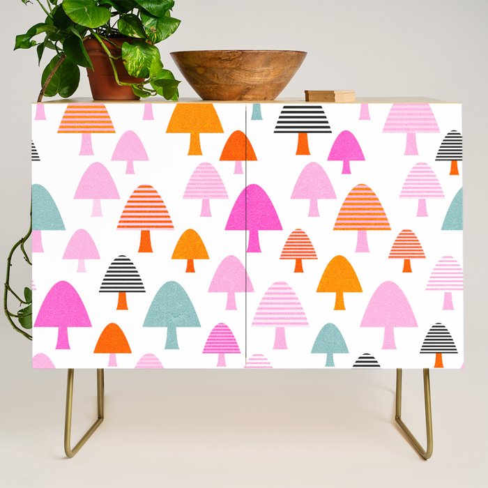 Whimsi Retro Abstract Mushrooms in Rainbow colours Credenza Gallery Image 1
