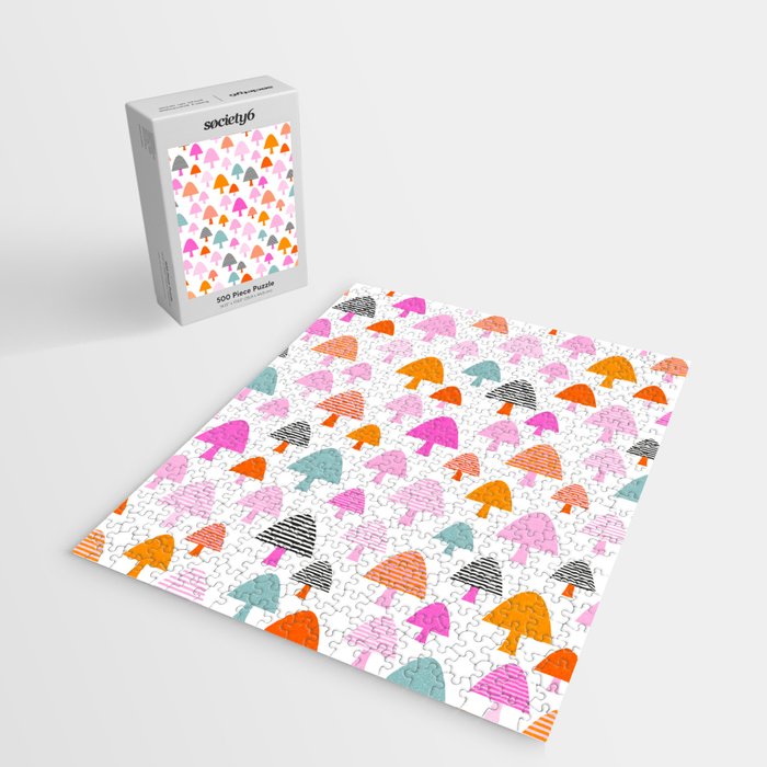Whimsi Retro Abstract Mushrooms in Rainbow colours Jigsaw Puzzle Gallery Image 2