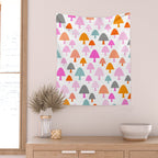 Whimsi Retro Abstract Mushrooms in Rainbow colours Wall Tapestry Gallery Image 2