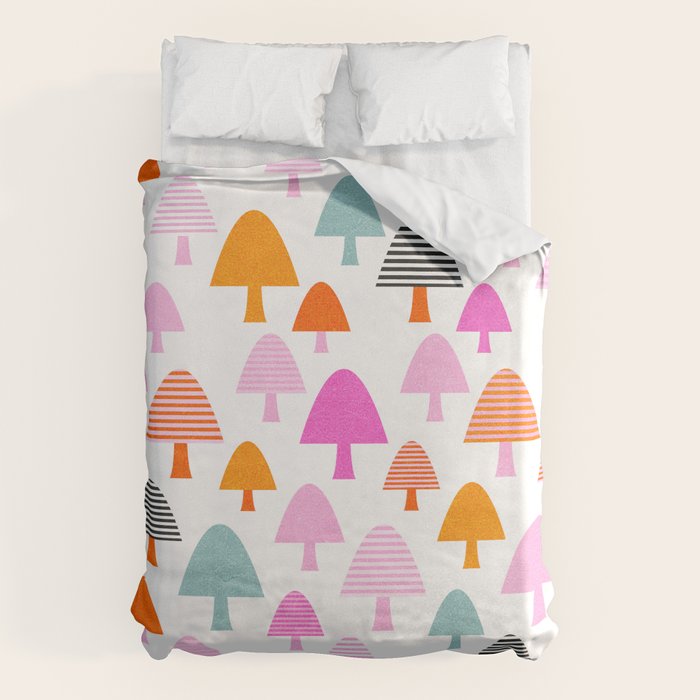 Whimsi Retro Abstract Mushrooms in Rainbow colours Duvet Cover Gallery Image 1