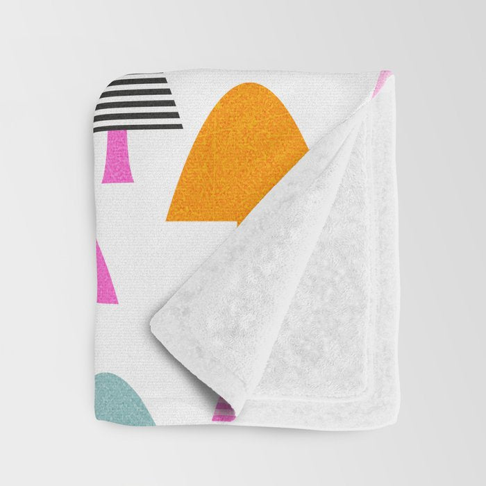Whimsi Retro Abstract Mushrooms in Rainbow colours Throw Blanket Gallery Image 3