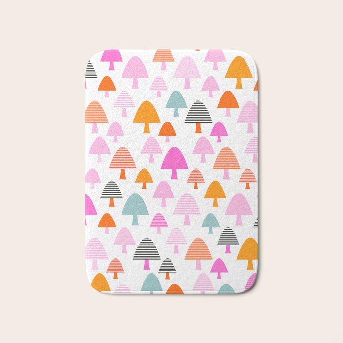 Whimsi Retro Abstract Mushrooms in Rainbow colours Bath Mat Gallery Image 1