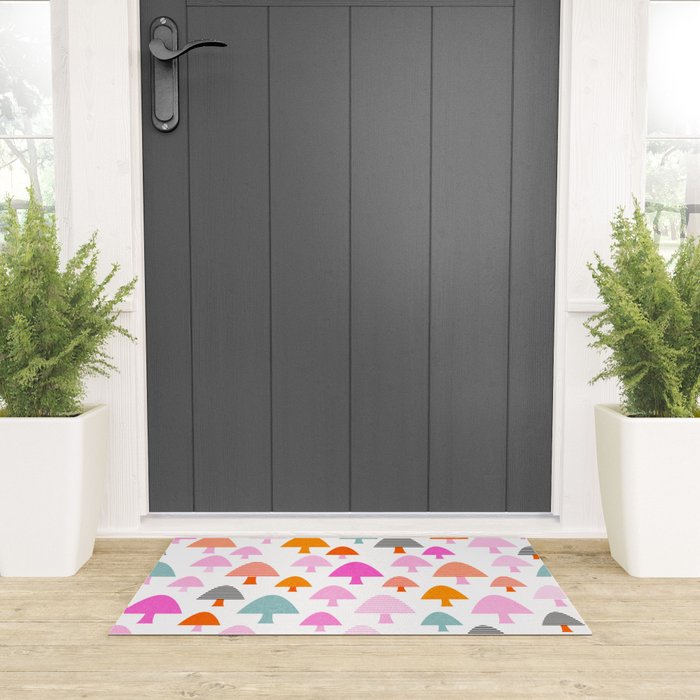 Whimsi Retro Abstract Mushrooms in Rainbow colours Welcome Mat Gallery Image 3