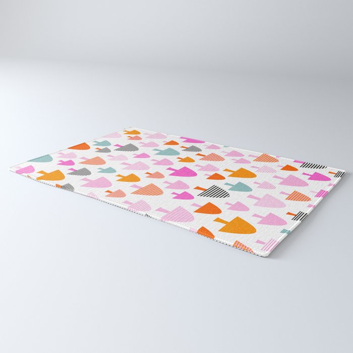 Whimsi Retro Abstract Mushrooms in Rainbow colours Rug Gallery Image 3