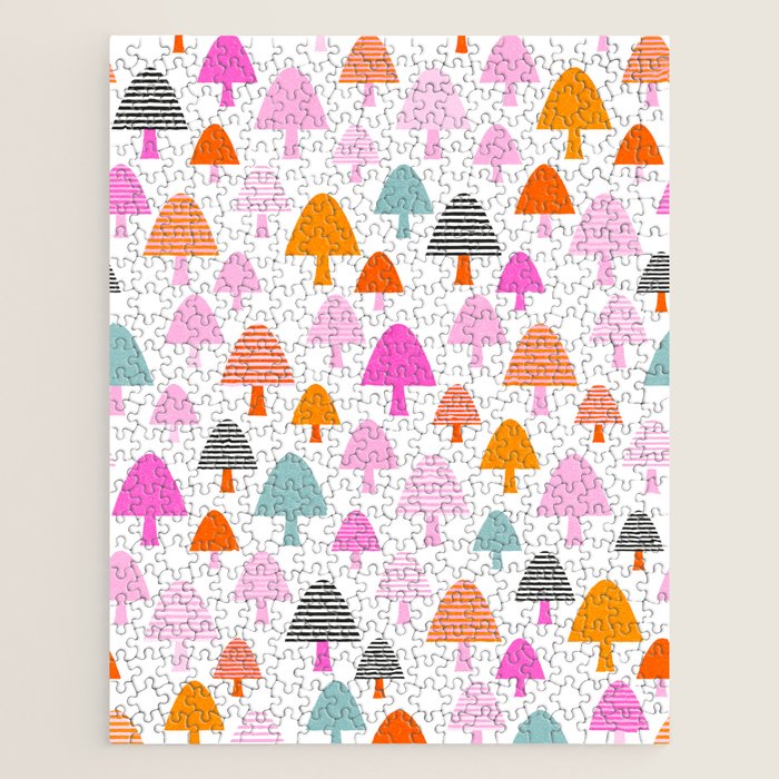 Whimsi Retro Abstract Mushrooms in Rainbow colours Jigsaw Puzzle Gallery Image 1