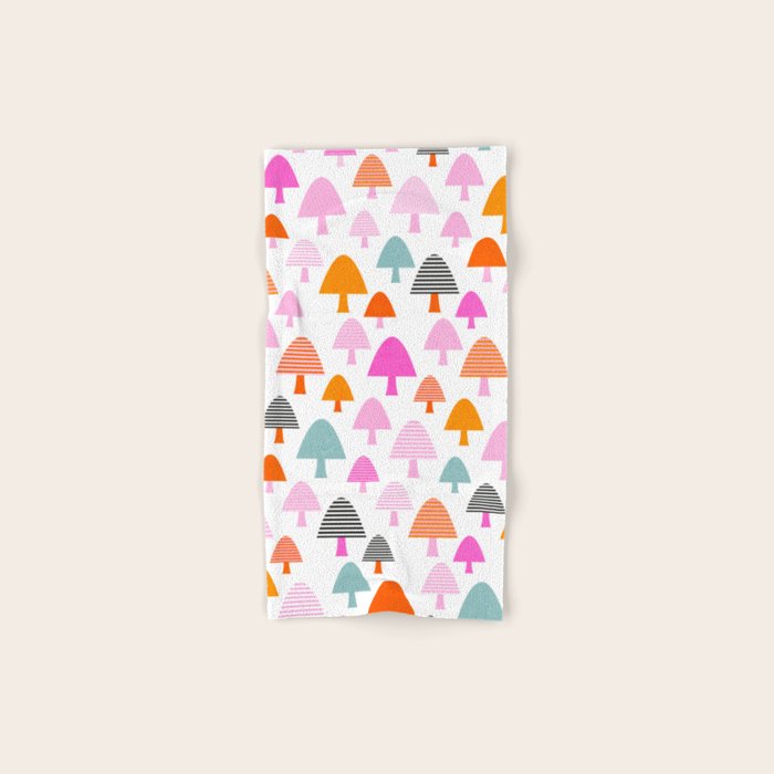 Whimsi Retro Abstract Mushrooms in Rainbow colours Bath Towel Gallery Image 1