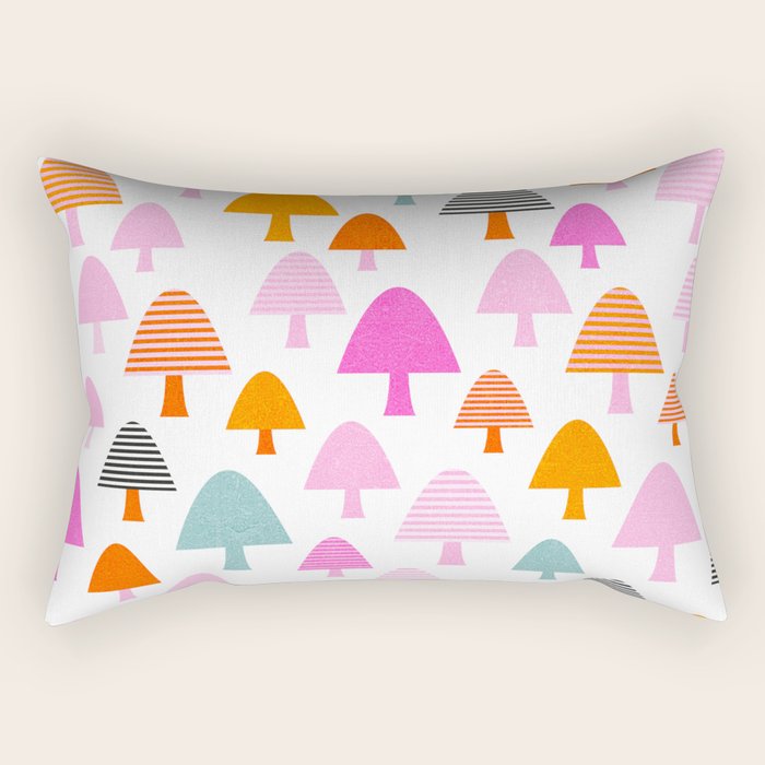 Whimsi Retro Abstract Mushrooms in Rainbow colours Rectangular Pillow Gallery Image 1
