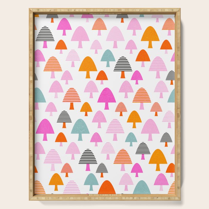 Whimsi Retro Abstract Mushrooms in Rainbow colours Serving Tray Gallery Image 1