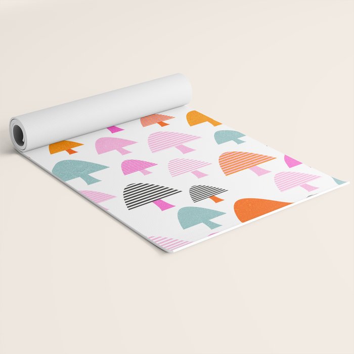 Whimsi Retro Abstract Mushrooms in Rainbow colours Yoga Mat Gallery Image 2