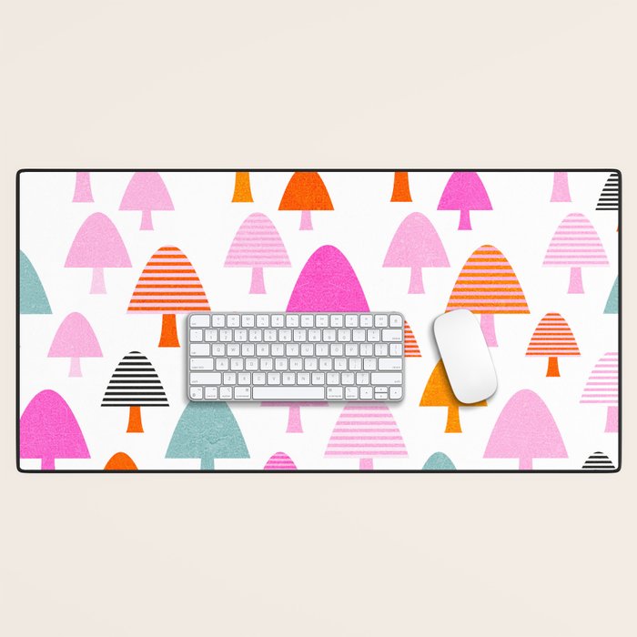 Whimsi Retro Abstract Mushrooms in Rainbow colours Desk Mat Gallery Image 1
