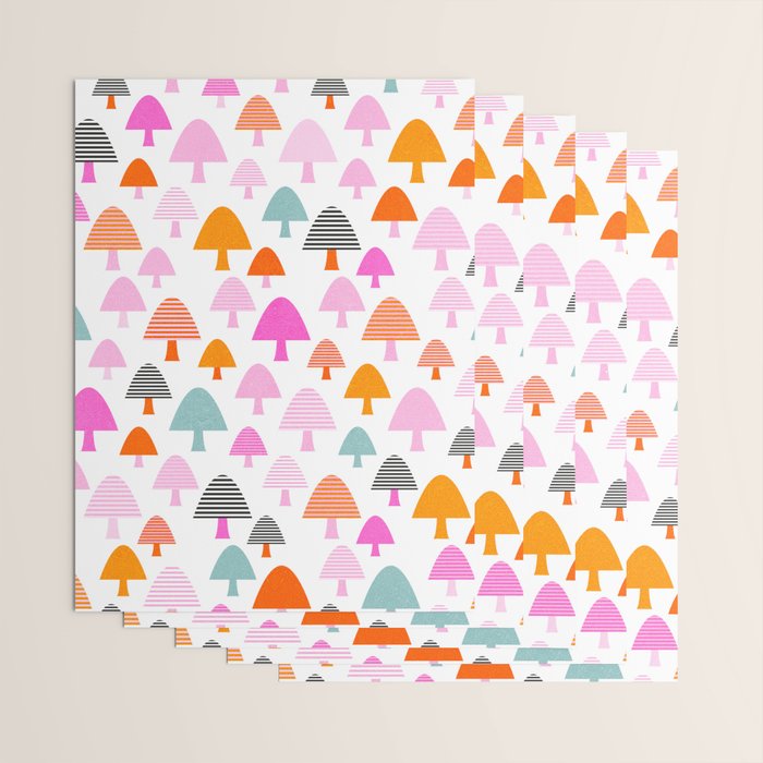 Whimsi Retro Abstract Mushrooms in Rainbow colours Wrapping Paper Gallery Image 3