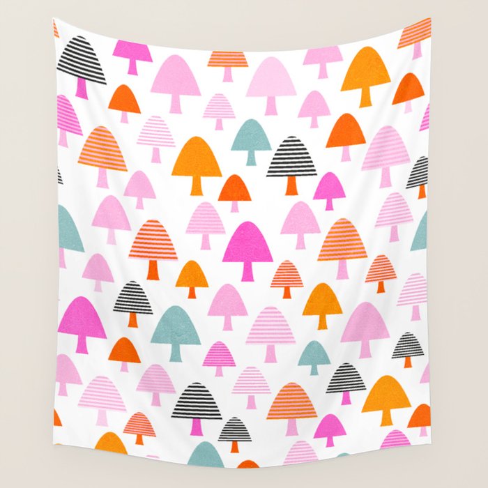 Whimsi Retro Abstract Mushrooms in Rainbow colours Wall Tapestry Gallery Image 4
