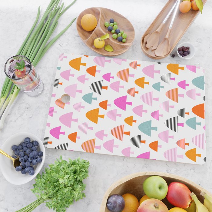 Whimsi Retro Abstract Mushrooms in Rainbow colours Cutting Board Gallery Image 2