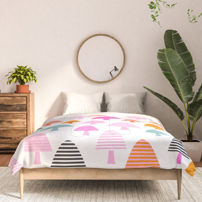 Whimsi Retro Abstract Mushrooms in Rainbow colours Comforter Gallery Image 3