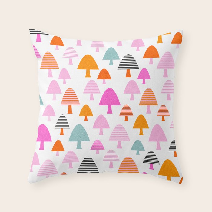 Whimsi Retro Abstract Mushrooms in Rainbow colours Throw Pillow Gallery Image 6