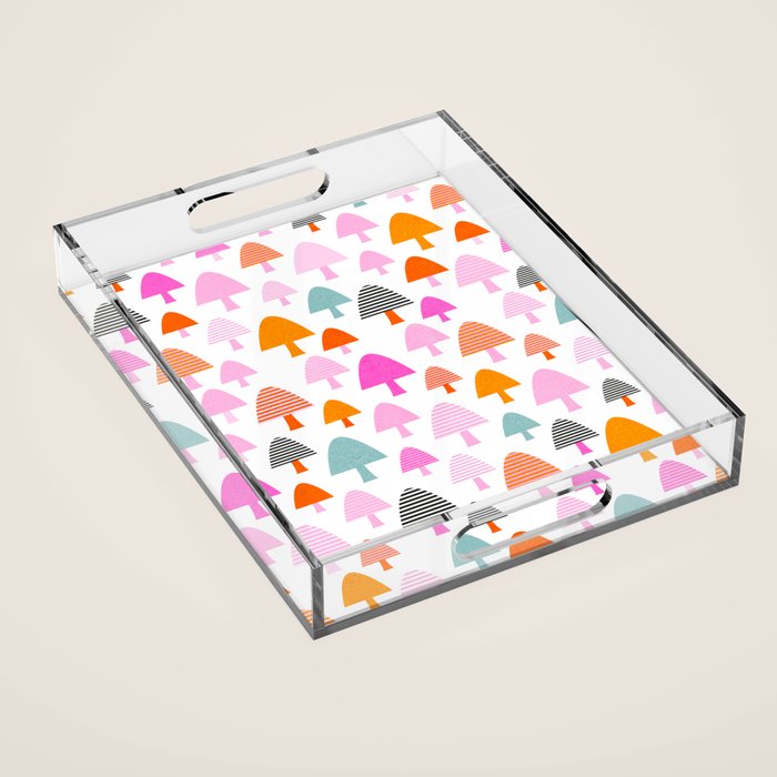 Whimsi Retro Abstract Mushrooms in Rainbow colours Acrylic Tray Gallery Image 1