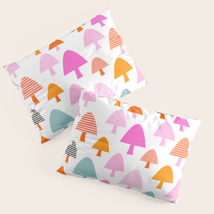 Whimsi Retro Abstract Mushrooms in Rainbow colours Pillow Sham Gallery Image 3