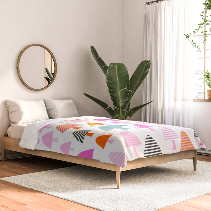 Whimsi Retro Abstract Mushrooms in Rainbow colours Comforter Gallery Image 2
