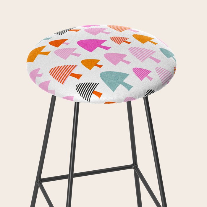 Whimsi Retro Abstract Mushrooms in Rainbow colours Stool Gallery Image 2