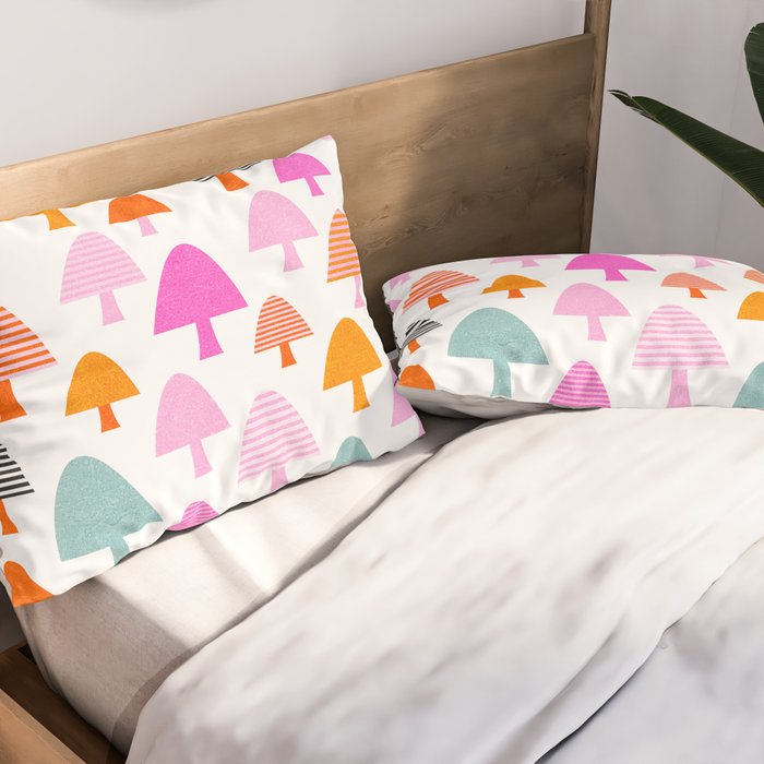 Whimsi Retro Abstract Mushrooms in Rainbow colours Pillow Sham Gallery Image 2