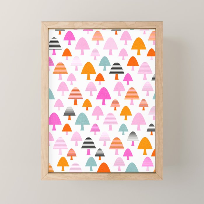 Whimsi Retro Abstract Mushrooms in Rainbow colours Mini Art Print Gallery Image 1