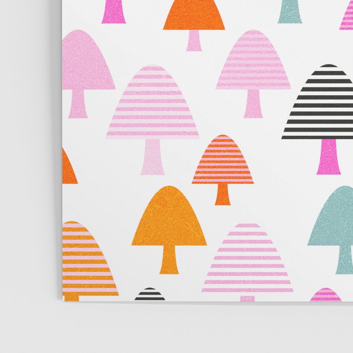 Whimsi Retro Abstract Mushrooms in Rainbow colours Poster Gallery Image 3